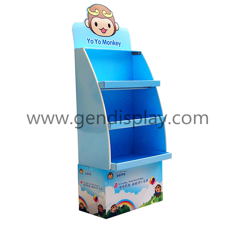 Supermarket Cardboard Baby Bottle Floor Display Stand Shelf (GEN-FD272)