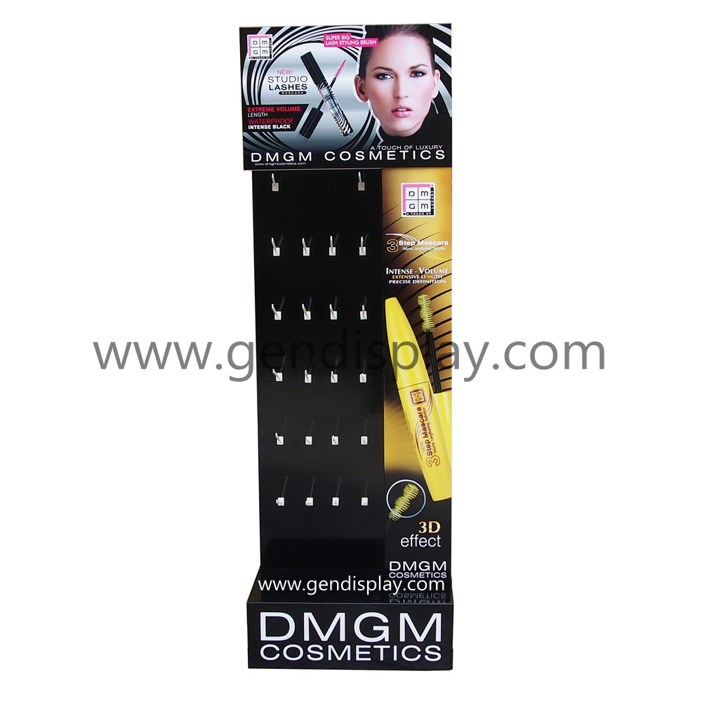 Cardboard Hooks Display Stand For Cosmetic , Eyeline Floor Display(GEN-HD055)