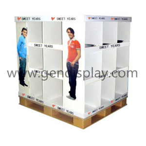 Promotional Pos Cardbdoard Paper Garments Pallet Display Stand(GEN-PD006)