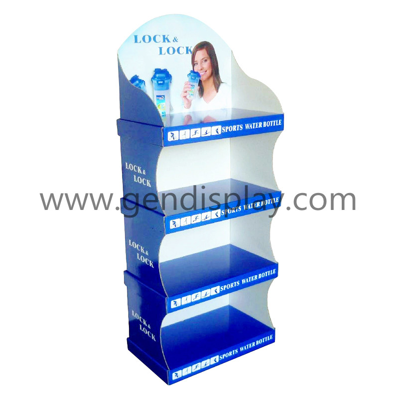 Custom Retail Cardboard Floor Display Stand For Cups Promotion(GEN-FD076)